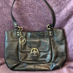 Coach Black, leather and gold accent, medium Coach purse used